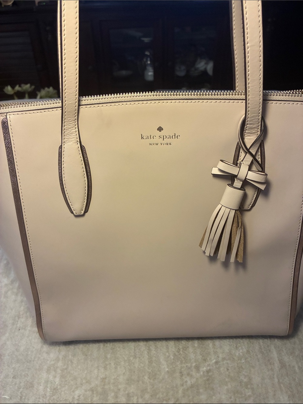 kate spade Blush Pink Leather Tote with Tassel
